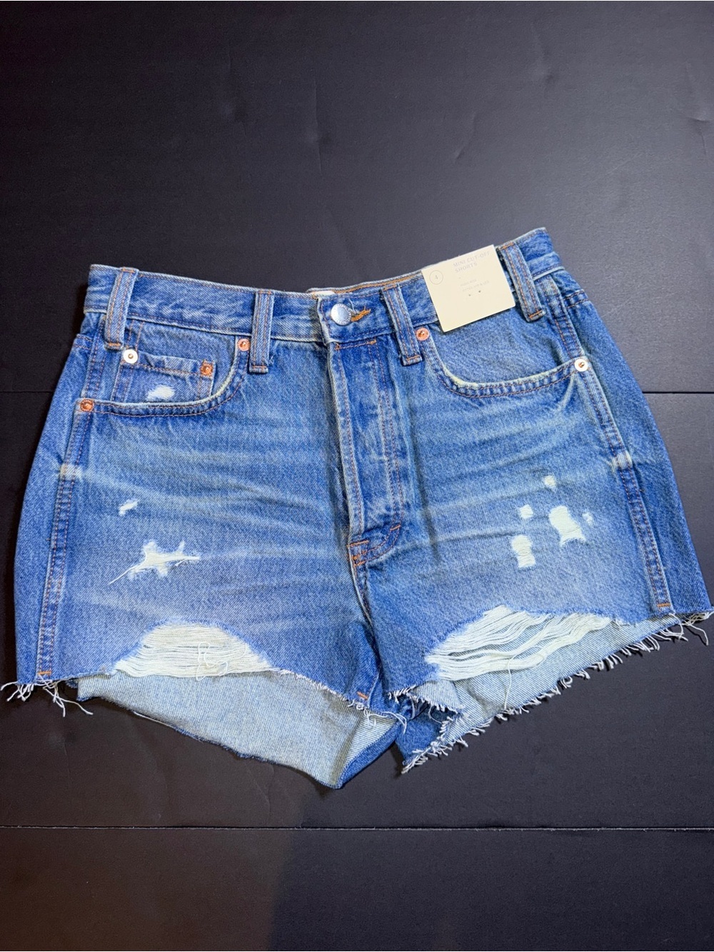 Universal Thread Washed Blue Distressed Denim Shorts Size 4